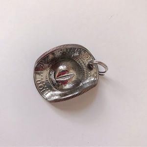 Handcrafted Rodeo Cowboy Cowgirl Hat Kennedy Half Dollar Coin Pendant 1998